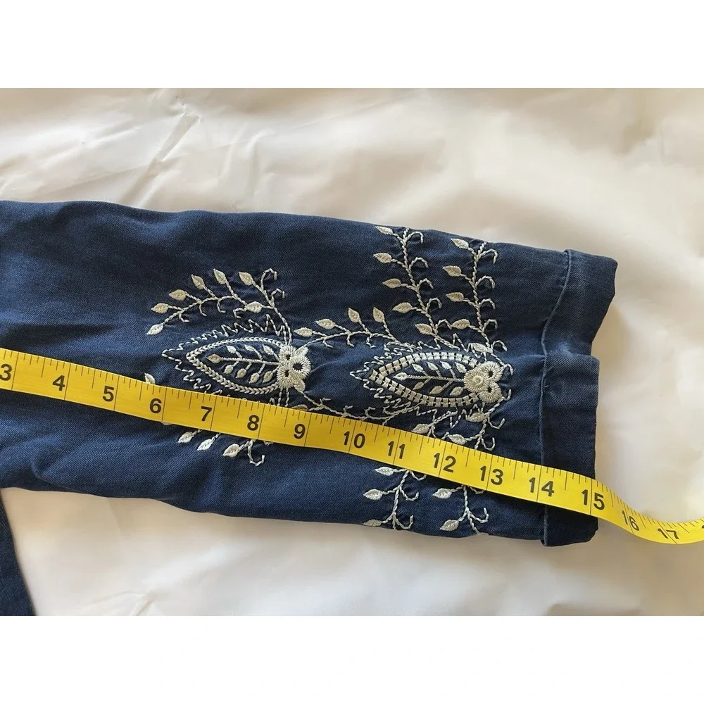 NWT Soft Surroundings Regio Hooded Denim Tunic Top XL Embroidered Boho Spring - Picture 8 of 9